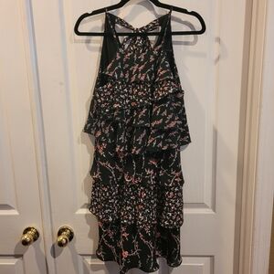 White House Black Market Romper Black Floral Boho Bohemian Cottagecore Size 6